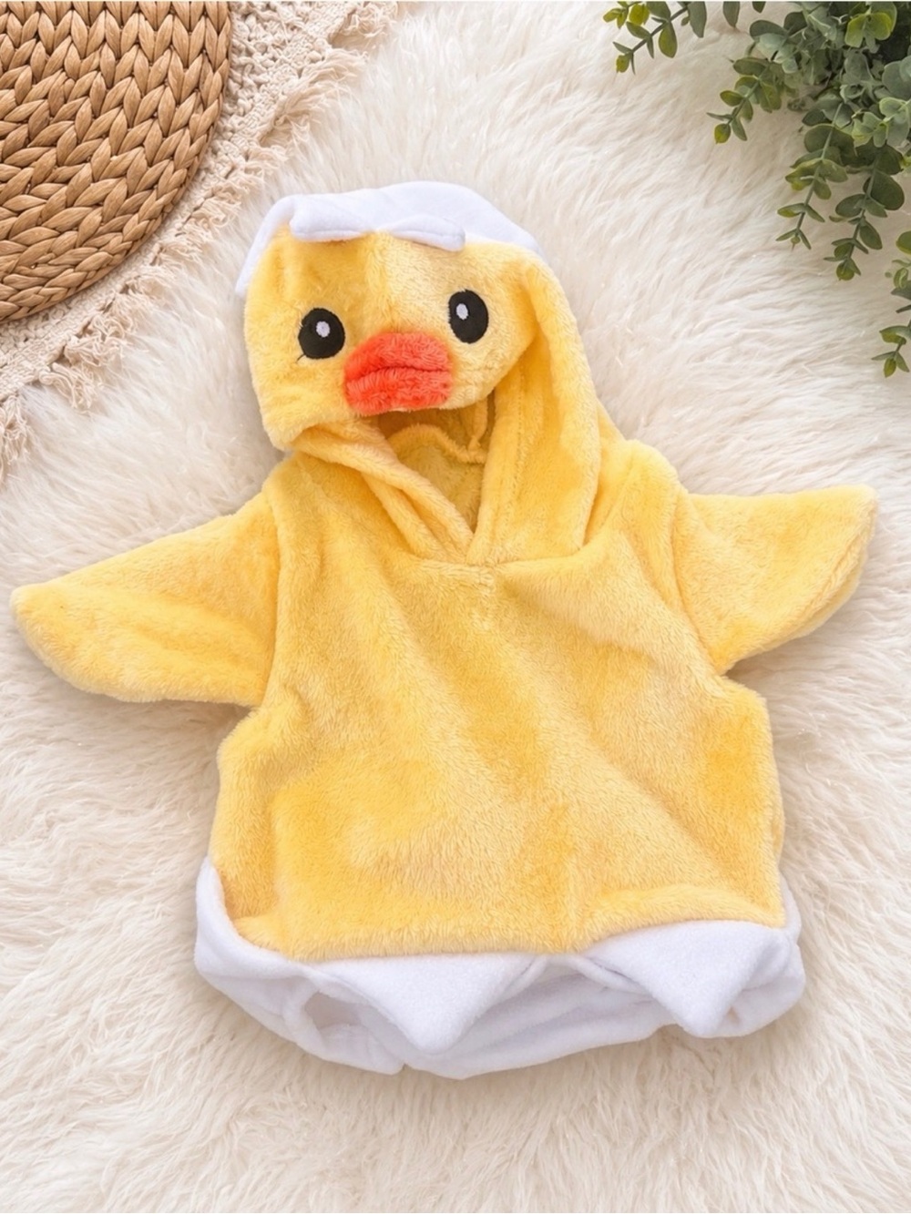 Yellow Plush Duck Hooded Baby Pullover
